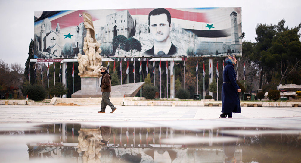Assad-Banner Straßenbild Syrien