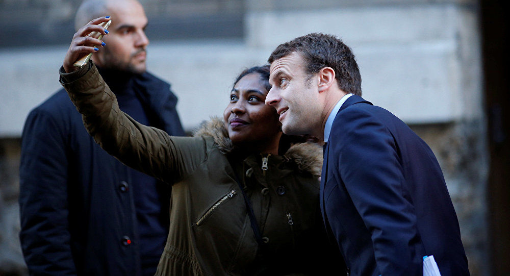 Macron-Anhängerin Selfie,Präsidentschaftswahl Frankreich Macron