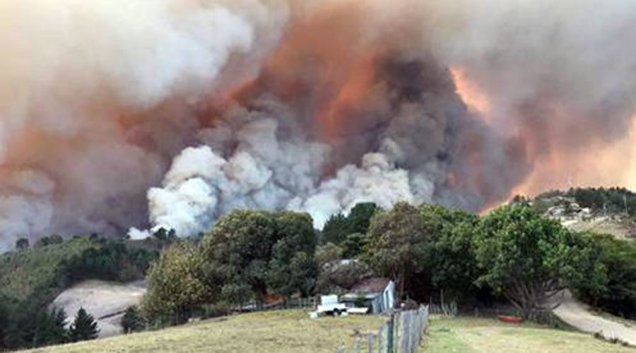 Fires burn at Buffelsvermaak farm near Knysna, South Africa