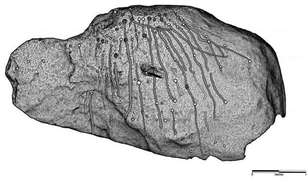 neu entdeckte Gravuren von Hendraburnick Quoit