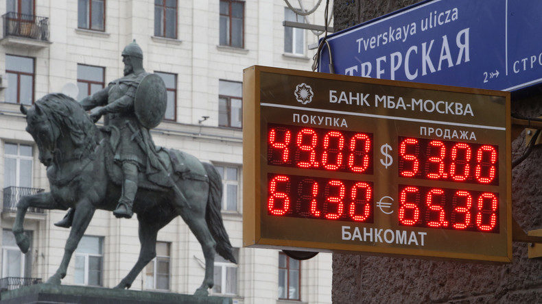 Tafel mit Wechselkursen Moskau, Russland Ausstieg aus Dollar