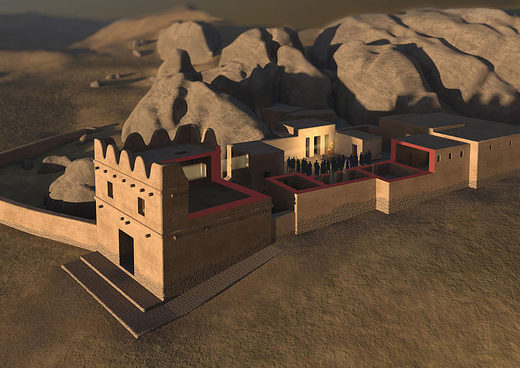 Die 3D-Visualisierung der Bauwerke II und III (Torhaus) in Yazılıkaya