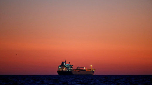 oil tanker sunset