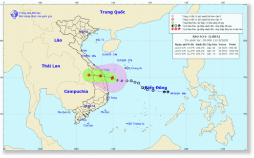 Track of Tropical Storm Linfa in Vietnam, October 2020.