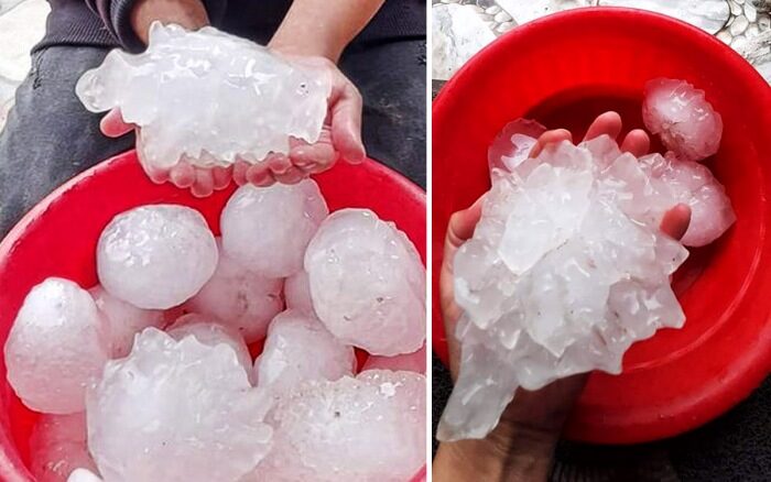 Giant hailstones. Photos reported by Saad Aldeen Hmouda