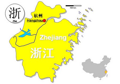 Karte der chinesischen Provinz Zhejiang