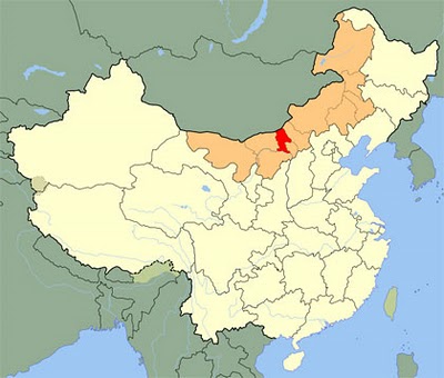 Lage der Stadt Baotou in der Mongolei