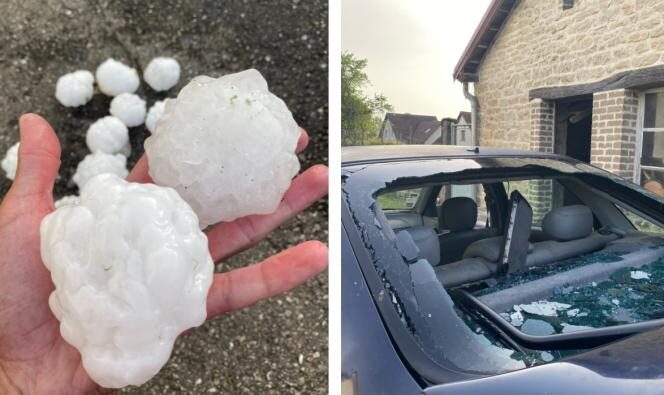 Massive hailstones seen in Vercel-Villedieu-le-Camp in Doubs,