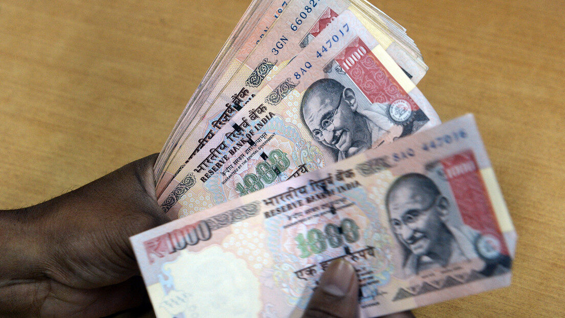 Geld Bargeld Banknote Rupien Indien