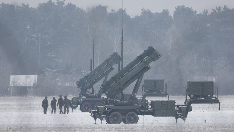 Patriot missile launchers acquired from the US are seen deployed in Warsaw, Poland