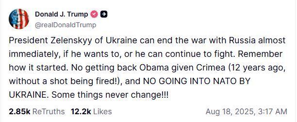 Klicken um zu vergrößern Screenshot TruthSocial Trump