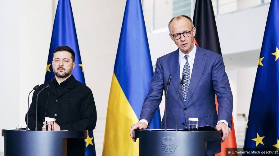 Selenskij und Merz, 14. April 2026.