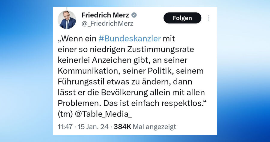 aussage friedrich merz zu olaf scholz, x, 2024