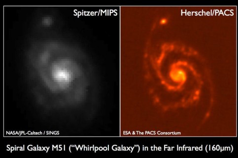 herschel, spiralgalaxie m51
