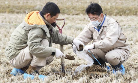 Fukushima officials test soil for radioactivity