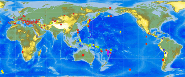 Erdbeben-Weltkarte März 2012