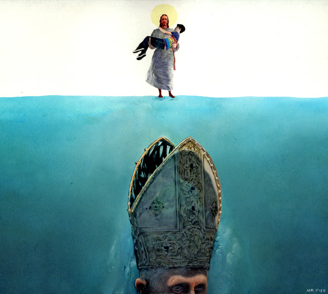 pope benedict, vatican, jesus, shark, kid