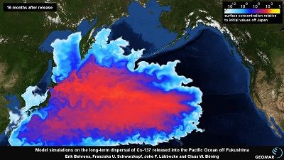 Verteilung von Fukushimas Radioaktivität im Pazifik