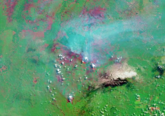 Satellitenaufnahme brennender Regenwald