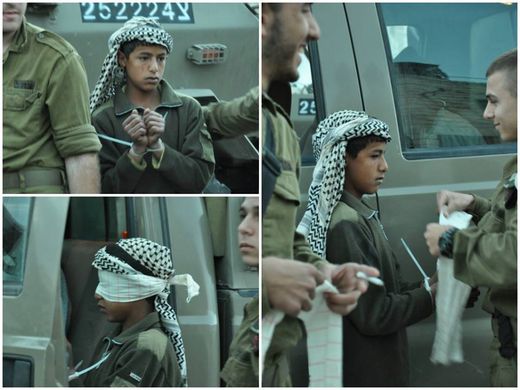 israeli soldiers, blindfolding kid, zionist