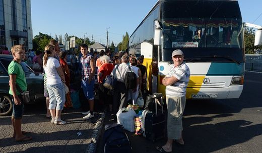 flüchtlinge ukraine russland reisebus
